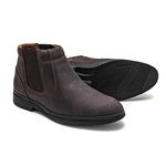 Bota Social Masculina Conforto Couro Café Elástico Leveterapia