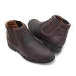 Bota Social Masculina Conforto Couro Café Elástico Leveterapia