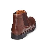 Bota Social Masculina Conforto Couro Café Elástico Leveterapia