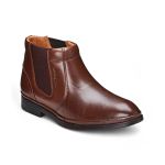 Bota Social Masculina Conforto Couro Café Elástico Leveterapia