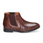 Bota Social Masculina Conforto Couro Café Elástico Leveterapia