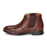 Bota Social Masculina Conforto Couro Café Elástico Leveterapia