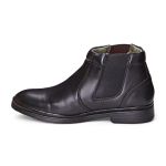 Bota Social Masculina Conforto Couro Preto Elástico Leveterapia 