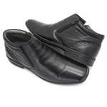 Bota social masculina Confortech Couro Preto Legitimo Leveterapia 
