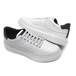 Sapatênis Casual com Elástico Couro Branco Leveterapia 