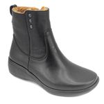 Bota Feminina Confortavel Pelucia Zíper Couro Preto Levecomfort 