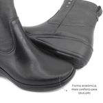 Bota Feminina Confortavel Pelucia Zíper Couro Preto Levecomfort 