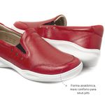 Tênis Feminino Confortável elástico Couro Vermelho Levecomfort