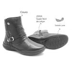 Bota Feminina Confortável Levecomfort Couro Preto