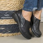 Sapato Feminino Confortável com Elástico Preto Levecomfort