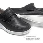 Sapato Feminino Confortável com Velcro Preto Levecomfort 