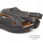 Sandália com Velcro Couro Preto Levecomfort 