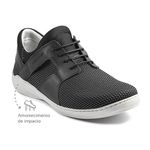 Sapatênis Leve e Macio Couro Preto Ligth Levecomfort 