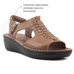 Sandália com Zíper em Couro Whisky Levecomfort 