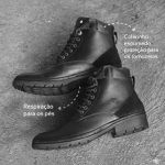 Bota Coturno Conforto Antiderrapante Couro Preto Leveterapia