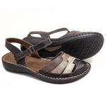 Sandália com Vélcro em Couro Café Citrus Levecomfort 