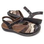Sandália com Vélcro em Couro Café Citrus Levecomfort 
