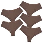 Kit 10 Calcinhas Fio Duplo Cós Alto 0008 - CASTANHO