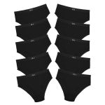 Kit 10 Calcinhas Tangão Cós Alto Algodão 0037 - PRETO