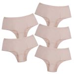 Kit 5 Tanga Cós Alto Microfibra 0829 - NUDE