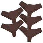 Kit 5 Calcinha Fio Duplo Microfibra 0987 - CASTANHO
