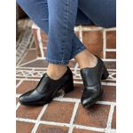 SAPATO OXFORD EM COURO CAPRI PRETO COM ELÁSTICO CÓD.338457