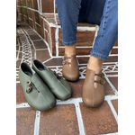 SAPATILHA BOTÃO ELASTICO EM COURO FLOATER COR CAMEL COD.643163