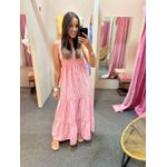 Vestido Alça Listras vermelho