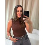 Cropped Regata Canelado Marrom