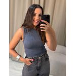 Cropped Regata Canelado Cinza