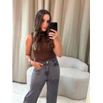 Cropped Regata Canelado Marrom