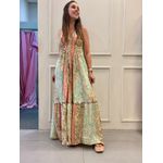 Vestido Maldivas Verde Água c/Rosa