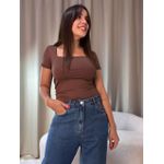 Blusa Manguinha Poliamida Marrom