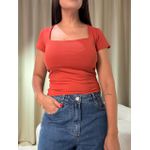 Blusa Manguinha Poliamida Terra Cota