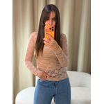 Blusa Manga Longa Renda Nude