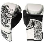  Luva muay thai/ Boxe Dragão Branca /Preta