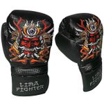  Luva muay thai/ Boxe Lima Fighter Máscara Samurai Preta 