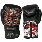  Luva muay thai/ Boxe Lima Fighter Máscara Samurai Preta 