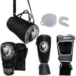 Kit Luva Boxe Muay Thai + Protetor Bocal + Protetor de Canela + Bolsa Academia para diversos treinos, Lima Fighter