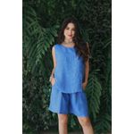 Conjunto Coraline Linho Italiano Azul Royal