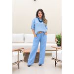 Conjunto Samira Linho Italiano Azul Hortênsia