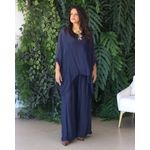 Conjunto Theodora Seda Italiana Azul Marinho