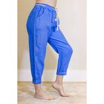 Calça Olga Linho Italiano Azul Bic