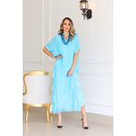 Vestido Pietra Seda Italiana Azul Turquesa