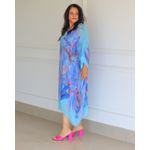 Kaftan Raquel Seda Italiana Azul Turquesa