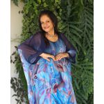 Kaftan Raquel Seda Italiana Azul Marinho