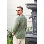 Camisa Masculina Enrico Linho Italiano Verde Militar