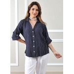 Camisa Celia Linho Italiano Azul Marinho