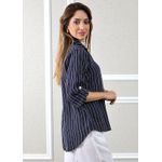 Camisa Celia Linho Italiano Azul Marinho