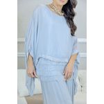 CONJUNTO ZINIA CINZA PÉROLADO SEDA ITALIANA 